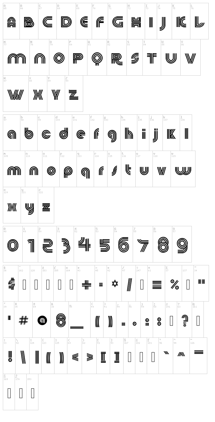 60s Pop font map